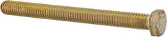 Made in USA - 3/8-16 UNC, 4" Length Under Head Hex Head Cap Screw - Fully Threaded, Grade 8 Alloy Steel, Zinc Yellow Dichromate Finish, 9/16" Hex - Makers Industrial Supply