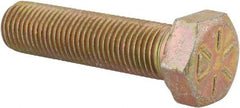 Made in USA - 3/8-24 UNF, 1-1/2" Length Under Head Hex Head Cap Screw - Fully Threaded, Grade 8 Alloy Steel, Zinc Yellow Dichromate Finish, 9/16" Hex - Makers Industrial Supply