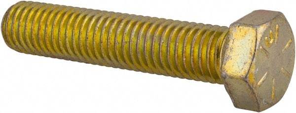 Made in USA - 1/2-13 UNC, 2-1/2" Length Under Head Hex Head Cap Screw - Fully Threaded, Grade 8 Alloy Steel, Zinc Yellow Dichromate Finish, 3/4" Hex - Makers Industrial Supply