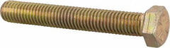 Made in USA - 1/2-13 UNC, 3-1/2" Length Under Head Hex Head Cap Screw - Fully Threaded, Grade 8 Alloy Steel, Zinc Yellow Dichromate Finish, 3/4" Hex - Makers Industrial Supply