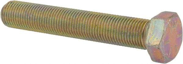 Made in USA - 1/2-20 UNF, 3" Length Under Head Hex Head Cap Screw - Fully Threaded, Grade 8 Alloy Steel, Zinc Yellow Dichromate Finish, 3/4" Hex - Makers Industrial Supply