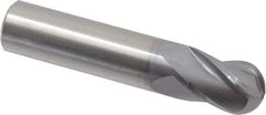 Hertel - 1/2" Diam, 5/8" LOC, 4 Flute Solid Carbide Ball End Mill - TiCN Finish, Single End, 2-1/2" OAL, 1/2" Shank Diam - Makers Industrial Supply