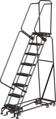 Ballymore - 113" 8 Step All-Directional Ladder - Rolling Safety Ladder, 450 Lb Capacity, 80" Platform Height, 24" Base Width x 61" Depth, Heavy-Duty Serrated Grating - Makers Industrial Supply