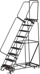 Ballymore - 123" 9 Step All-Directional Ladder - Rolling Safety Ladder, 350 Lb Capacity, 90" Platform Height, 32" Base Width x 68" Depth, Expanded Metal Tread - Makers Industrial Supply