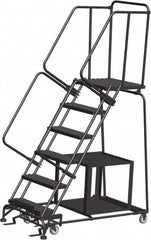 Ballymore - 93" 6 Step Ladder - Safety Stock Picking Ladder, 450 Lb Capacity, 60" Platform Height, 30" Base Width x 55" Depth, Perforated Tread - Makers Industrial Supply