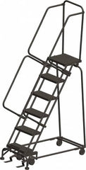 Ballymore - 93" 6 Step Ladder - 300 Lb Capacity, 60" Platform Height, 24" Base Width x 49" Depth, Heavy-Duty Serrated Grating - Makers Industrial Supply