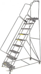 Ballymore - 123" 9 Step Ladder - 300 Lb Capacity, 90" Platform Height, 32" Base Width x 68" Depth, Perforated Tread - Makers Industrial Supply