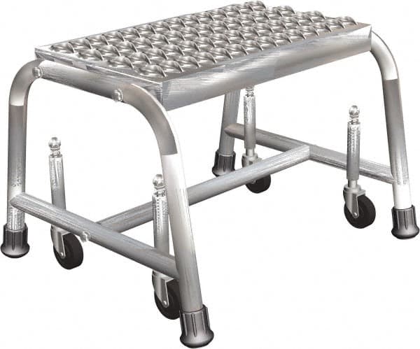 Ballymore - 12" 1 Step Ladder - Rolling Safety Ladder, 450 Lb Capacity, 12" Platform Height, 20" Base Width x 20" Depth, Perforated Tread - Makers Industrial Supply