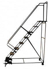 Ballymore - 103" 7 Step Ladder - Rolling Safety Ladder, 450 Lb Capacity, 70" Platform Height, 30" Base Width x 69" Depth, Expanded Metal Tread - Makers Industrial Supply