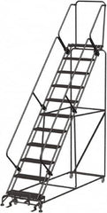 Ballymore - 143" 11 Step Ladder - 350 Lb Capacity, 110" Platform Height, 32" Base Width x 106" Depth, Expanded Metal Tread - Makers Industrial Supply