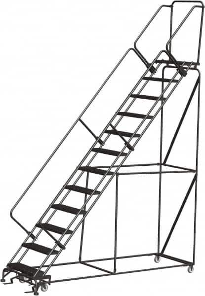 Ballymore - 153" 12 Step Ladder - Rolling Safety Ladder, 450 Lb Capacity, 120" Platform Height, 32" Base Width x 116" Depth, Expanded Metal Tread - Makers Industrial Supply