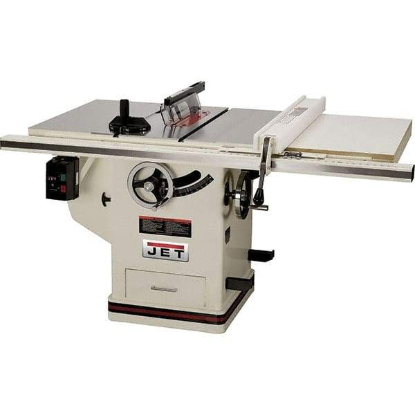 Jet - 10" Blade Diam, Table Saw - 4,300 RPM, 29" Table Depth x 42" Table Width, 230 Volts, 14.5 Amps, 5/8" Arbor - Makers Industrial Supply