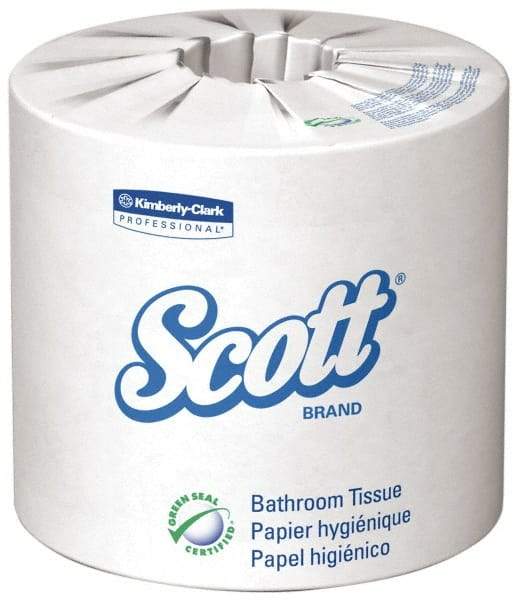 Scott - 2 Ply, 4 Inch Long x 4.1 Inch Wide, Standard Toilet Tissue Roll - 605 Sheets per Roll, 80 Rolls per Case, Recycled Fiber - Makers Industrial Supply