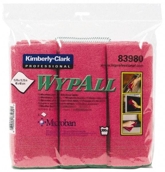 WypAll - Reusable Microfiber Wipes - Packet, 15-3/4" x 15-3/4" Sheet Size, Red - Makers Industrial Supply