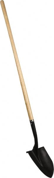 PRO-SOURCE - 11" High x 9-1/2" Wide Round Steel Shovel - 48" Long Wood Straight Handle, Front Turned - Makers Industrial Supply