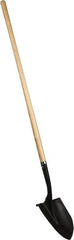 PRO-SOURCE - 11" High x 9-1/2" Wide Round Steel Shovel - 48" Long Wood Straight Handle, Front Turned - Makers Industrial Supply