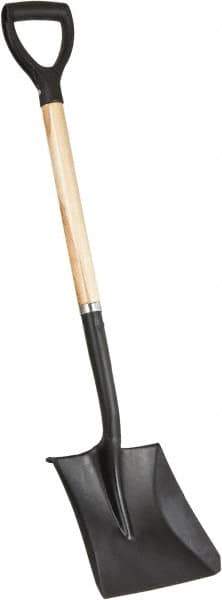 PRO-SOURCE - 11-1/2" High x 9-1/2" Wide Square Steel Shovel - 28" Long Wood D-Grip Handle, Front Turned - Makers Industrial Supply