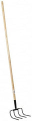 PRO-SOURCE - Refuse Hook with 54" Straight Wood Handle - 7-7/8" Blade Width, 4 Tines, 9" Tine Length - Makers Industrial Supply