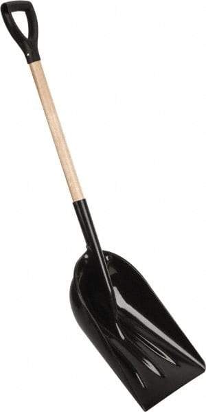 PRO-SOURCE - 14" High x 18" Wide Square Plastic Shovel - 29" Long Wood D-Grip Handle - Makers Industrial Supply