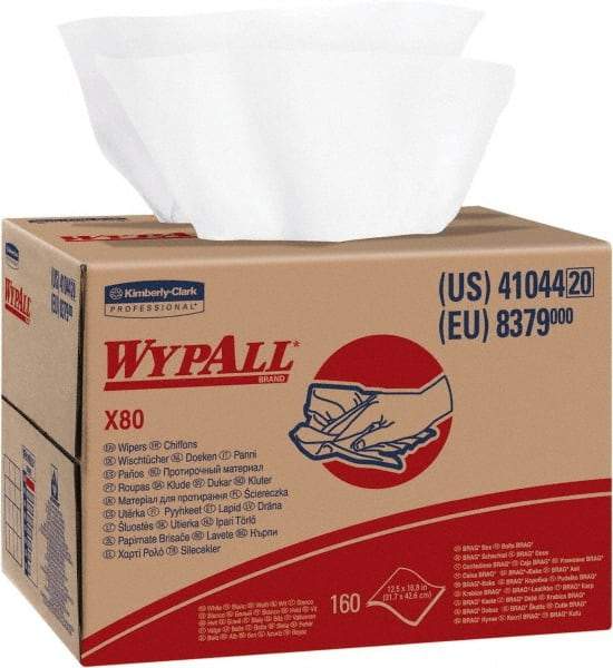 WypAll - X80 Dry Shop Towel/Industrial Wipes - Brag Box/Double Top Box, 16-3/4" x 12-1/2" Sheet Size, White - Makers Industrial Supply