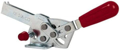 De-Sta-Co - 560 Lb Holding Capacity, Horizontal Handle, Manual Hold Down Toggle Clamp - 69° Handle Movement, 73° Bar Opening, U-Bar, Flanged Base, Electro-Plated Zinc, Carbon Steel - Makers Industrial Supply