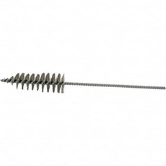 Brush Research Mfg. - 1.2" Diam Helical Stainless Steel Tube Brush - Single Spiral, 0.006" Filament Diam, 3-3/4" Brush Length, 10-1/2" OAL, 0.22" Diam Plastic Handle Shank - Makers Industrial Supply