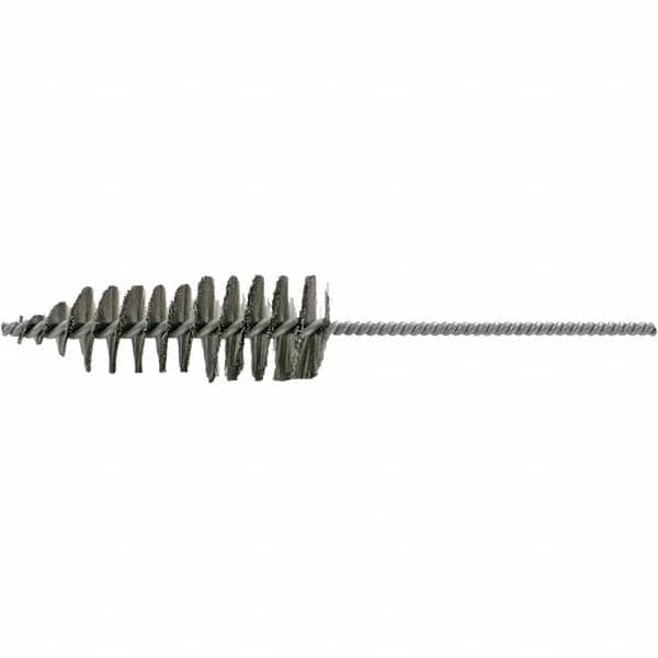 Brush Research Mfg. - 1-5/8" Diam Helical Stainless Steel Tube Brush - Single Spiral, 0.006" Filament Diam, 4-3/4" Brush Length, 10-1/2" OAL, 0.245" Diam Plastic Handle Shank - Makers Industrial Supply