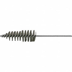 Brush Research Mfg. - 1-5/8" Diam Helical Stainless Steel Tube Brush - Single Spiral, 0.006" Filament Diam, 4-3/4" Brush Length, 10-1/2" OAL, 0.245" Diam Plastic Handle Shank - Makers Industrial Supply