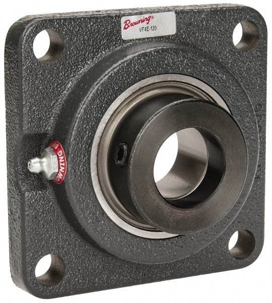 Browning - 1-1/4" ID, 4-5/8" OAL x 4-5/8" OAH 4-Bolt Flange - 3,493 Lb Static Cap, 5,782 Lb Dyn Cap, 3-5/8" Btw Mnt Hole Ctrs, Cast Iron - Makers Industrial Supply