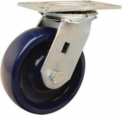 Hamilton - 6" Diam x 2" Wide x 7-1/2" OAH Top Plate Mount Swivel Caster - Polyurethane, 1,100 Lb Capacity, Sealed Precision Ball Bearing, 4-1/2 x 6-1/4" Plate - Makers Industrial Supply