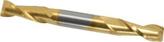 Hertel - 5/16", 3/4" LOC, 5/16" Shank Diam, 3" OAL, 2 Flute, Solid Carbide Square End Mill - Double End, TiN Finish, 30° Helix, Centercutting - Makers Industrial Supply