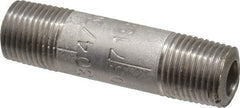 Merit Brass - Schedule 80, 1/8" Pipe x 1-1/2" Long, Grade 304/304L Stainless Steel Pipe Nipple - Seamless & Threaded - Makers Industrial Supply