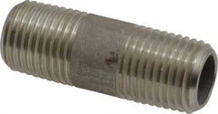 Merit Brass - Schedule 80, 1/4" Pipe x 1-1/2" Long, Grade 304/304L Stainless Steel Pipe Nipple - Seamless & Threaded - Makers Industrial Supply