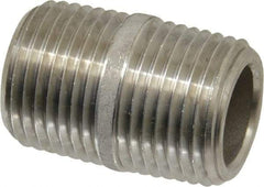 Merit Brass - Schedule 80, 3/8" Pipe x 1" Long, Grade 304/304L Stainless Steel Pipe Nipple - Seamless & Threaded - Makers Industrial Supply