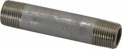 Merit Brass - Schedule 80, 3/8" Pipe x 3" Long, Grade 304/304L Stainless Steel Pipe Nipple - Seamless & Threaded - Makers Industrial Supply