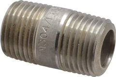 Merit Brass - Schedule 80, 1/2" Pipe x 1-1/2" Long, Grade 304/304L Stainless Steel Pipe Nipple - Seamless & Threaded - Makers Industrial Supply