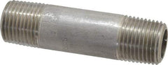 Merit Brass - Schedule 80, 1/2" Pipe x 3" Long, Grade 304/304L Stainless Steel Pipe Nipple - Seamless & Threaded - Makers Industrial Supply