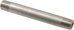 Merit Brass - Schedule 80, 1/2" Pipe x 6" Long, Grade 304/304L Stainless Steel Pipe Nipple - Seamless & Threaded - Makers Industrial Supply