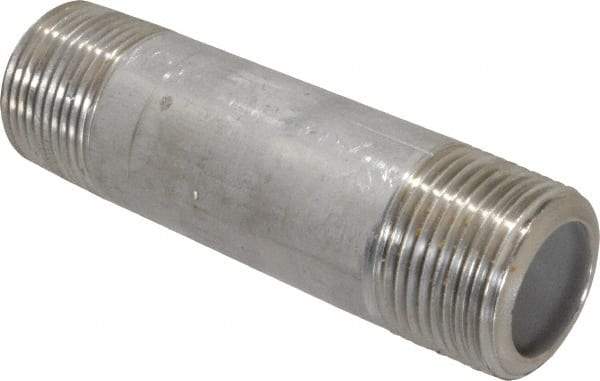 Merit Brass - Schedule 80, 3/4" Pipe x 3-1/2" Long, Grade 304/304L Stainless Steel Pipe Nipple - Seamless & Threaded - Makers Industrial Supply