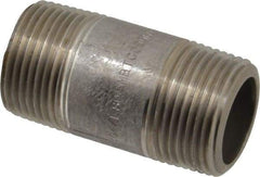 Merit Brass - Schedule 80, 1" Pipe x 2-1/2" Long, Grade 304/304L Stainless Steel Pipe Nipple - Seamless & Threaded - Makers Industrial Supply