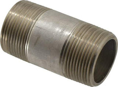 Merit Brass - Schedule 80, 1-1/4" Pipe x 3" Long, Grade 304/304L Stainless Steel Pipe Nipple - Seamless & Threaded - Makers Industrial Supply