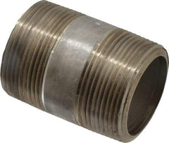 Merit Brass - Schedule 80, 1-1/2" Pipe x 2-1/2" Long, Grade 304/304L Stainless Steel Pipe Nipple - Seamless & Threaded - Makers Industrial Supply