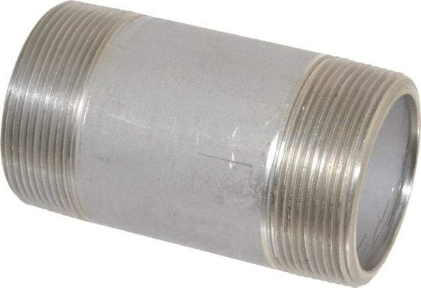 Merit Brass - Schedule 80, 2" Pipe x 4" Long, Grade 304/304L Stainless Steel Pipe Nipple - Seamless & Threaded - Makers Industrial Supply