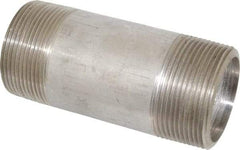 Merit Brass - Schedule 80, 2-1/2" Pipe x 6" Long, Grade 304/304L Stainless Steel Pipe Nipple - Seamless & Threaded - Makers Industrial Supply