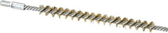 Schaefer Brush - 3" Brush Length, 1/4" Diam, Double Stem, Single Spiral Tube Brush - 4-1/2" Long, Brass, 8-32 Male Connection - Makers Industrial Supply