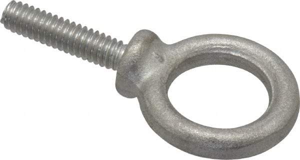 Gibraltar - 460 Lb Capacity, Stainless Steel, 1/4-20 Thread, Fixed Lifting Eye Bolt - Fully Threaded, 1" Shank, 1" Thread Length, Shoulder - Makers Industrial Supply