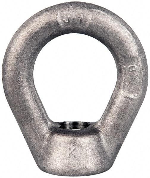 Gibraltar - 5,000 Lb Capacity, 5/8-11 Thread, Stainless Steel Lifting Eye Nut - Grade 304, 3" High, 1-1/2" Inside & 2-1/2" Outside Eye Diam, 1-3/8" Bell/Base Width - Makers Industrial Supply