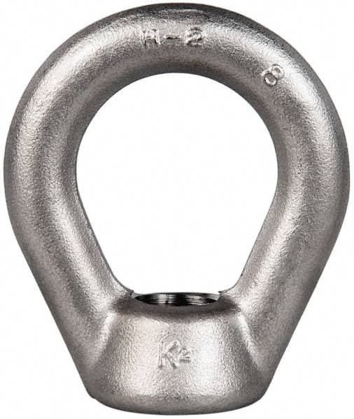 Gibraltar - 5,000 Lb Capacity, 3/4-10 Thread, Stainless Steel Lifting Eye Nut - Grade 304, 3" High, 1-1/2" Inside & 2-1/2" Outside Eye Diam, 1-3/8" Bell/Base Width - Makers Industrial Supply