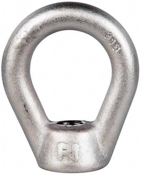 Gibraltar - 5,000 Lb Capacity, 5/8-11 Thread, Stainless Steel Lifting Eye Nut - Grade 316, 3" High, 1-1/2" Inside & 2-1/2" Outside Eye Diam, 1-3/8" Bell/Base Width - Makers Industrial Supply