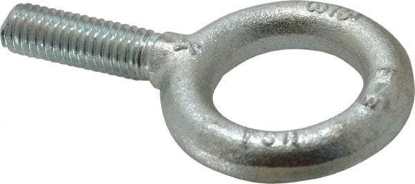 Gibraltar - 1,200 Lb Capacity, Steel, 3/8-16 Thread, Fixed Lifting Eye Bolt - Fully Threaded, 1-1/4" Shank, 1-1/4" Thread Length, No Shoulder - Makers Industrial Supply